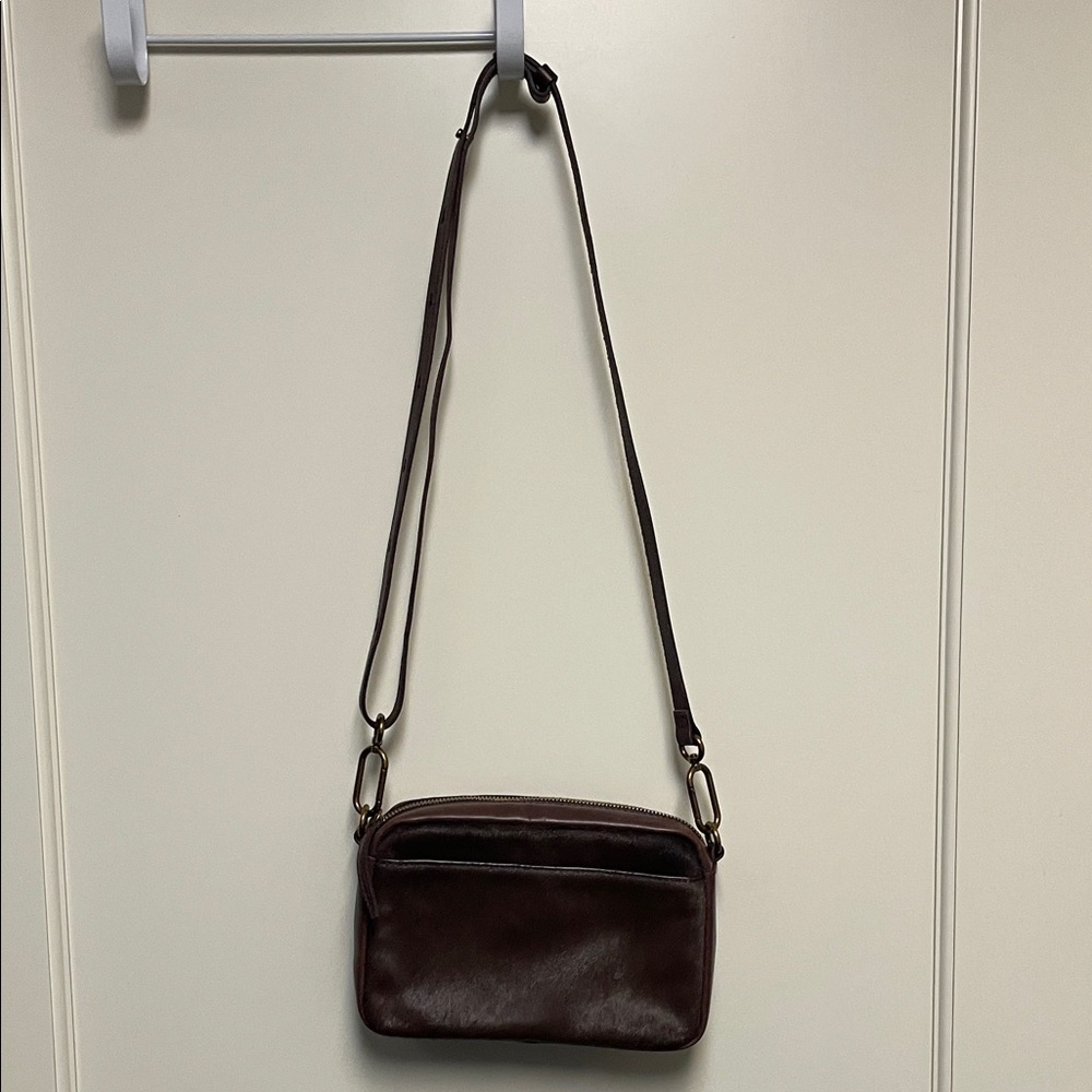 Madewell Mahogany Brown Leather/Calfhair Camera Bag